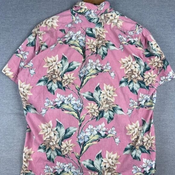 Reyn Spooner Hawaiian Shirt Button Down Rare Reverse Pink Floral fits XL - Picture 3 of 6